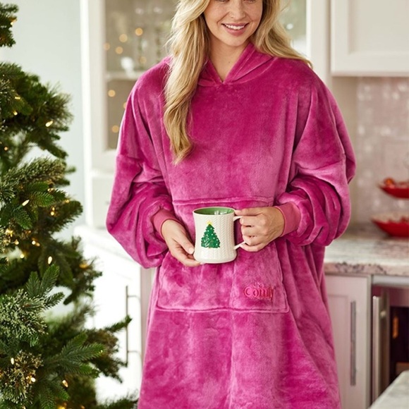 The Comfy hot pink fuschia one size wearable blanket hooded sweatshirt warm soft - Picture 9 of 9